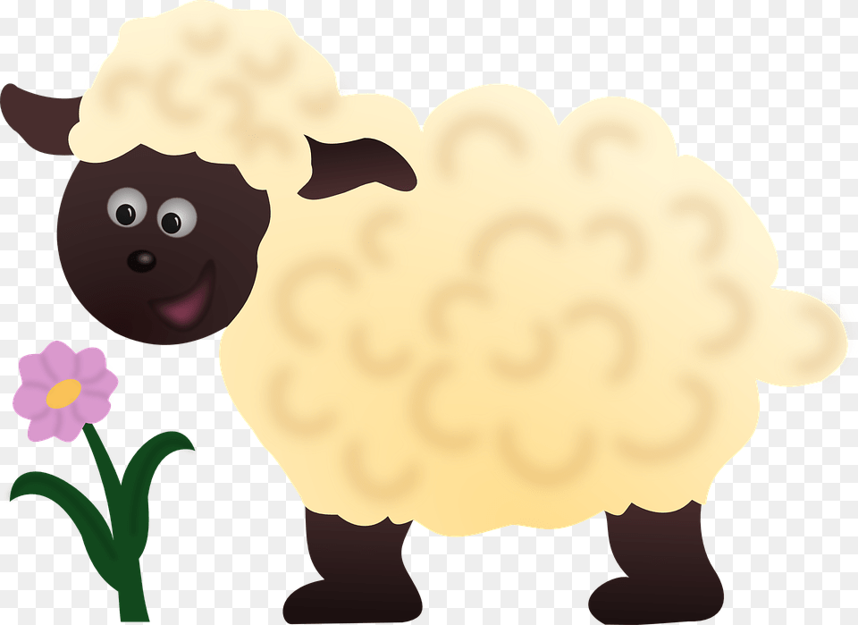 Cartoon Ewe Group With Items, Livestock, Baby, Person, Animal Png Image