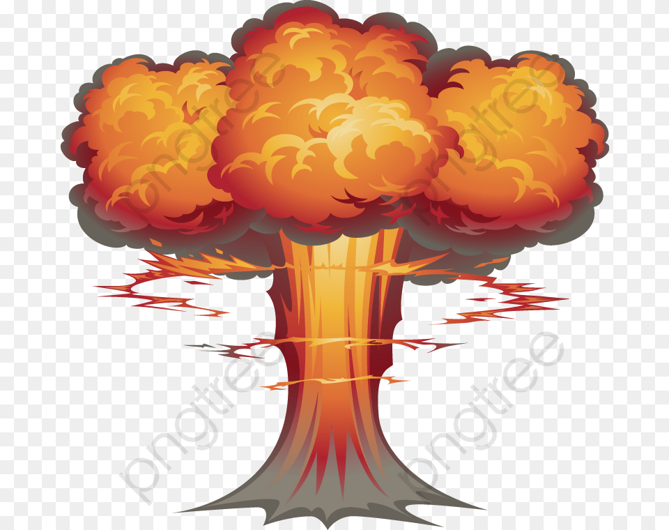 Cartoon Explosion, Nuclear, Fire, Flower, Plant Free Png