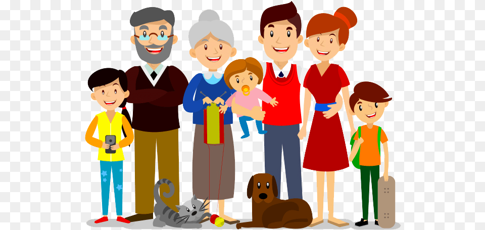 Cartoon Extended Family, People, Person, Boy, Child Free Png Download