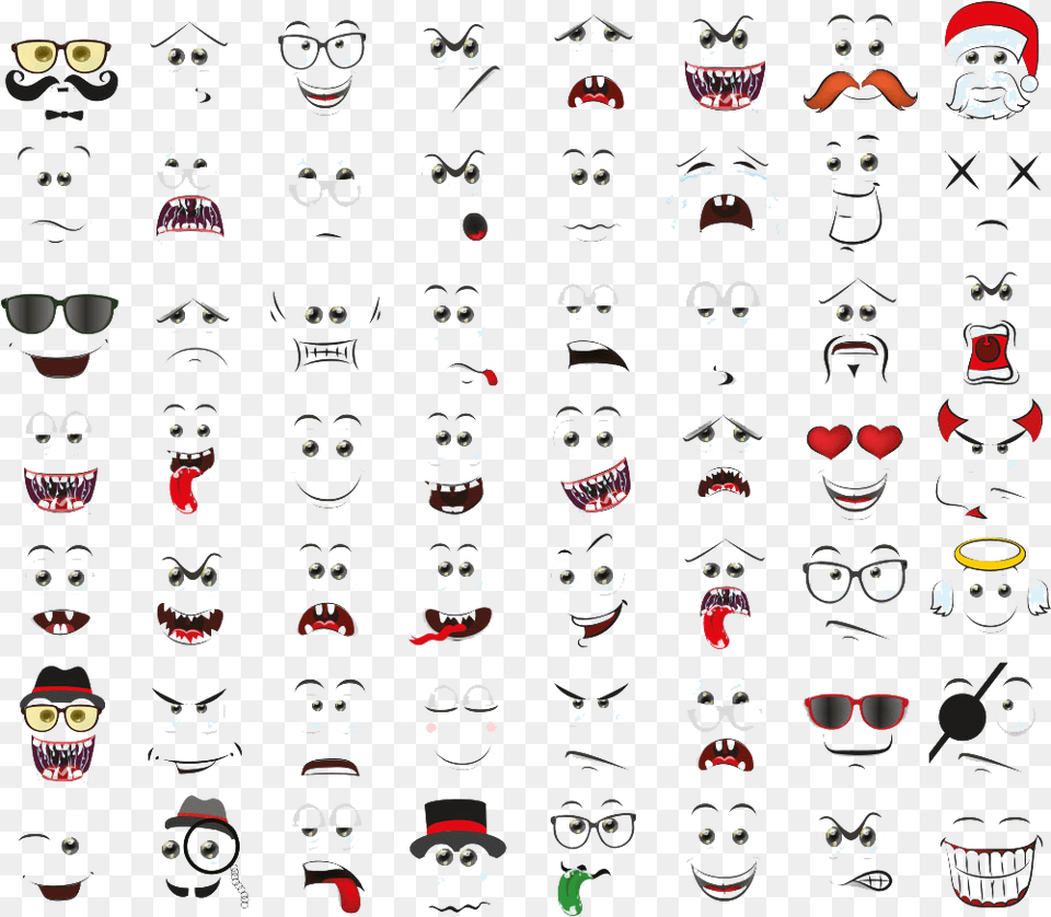 Cartoon Facial Expression Emoticon Face Animated Faces Emotions, Accessories, Sunglasses, Head, Person Png Image