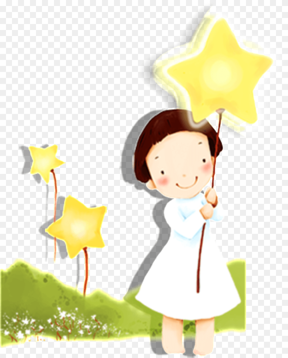 Cartoon Fairytale Pentagram Girl Pattern, Star Symbol, Symbol, Baby, Person Free Transparent Png