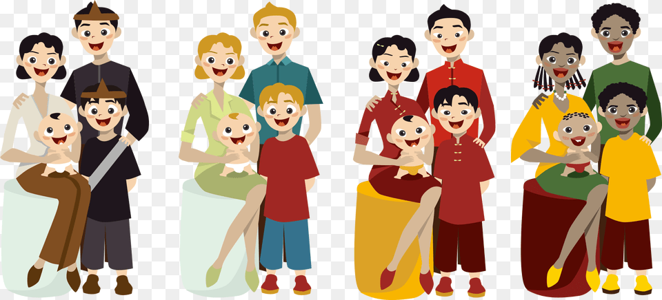 Cartoon Family Illustration Familia De Dibujos Animados, Baby, Person, Adult, Male Free Png Download