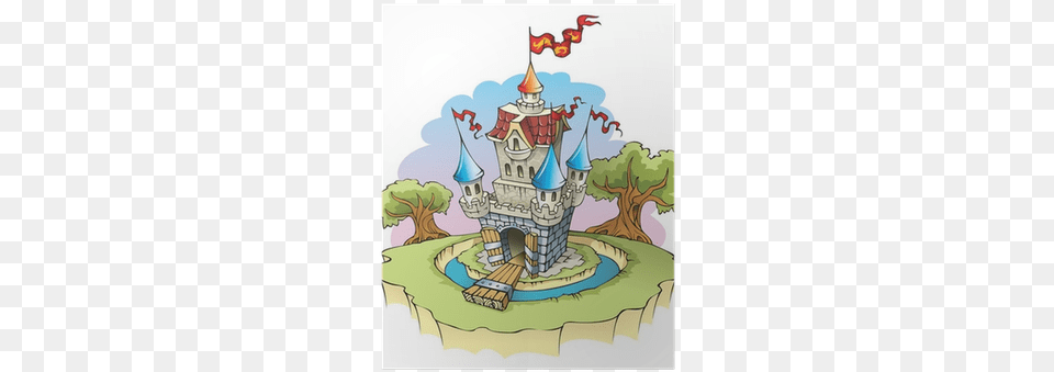 Cartoon Fantasy Castle Surrounded By Water Moat Vector Zonulin Leaky Gut, Art, Architecture, Building, Fortress Png Image