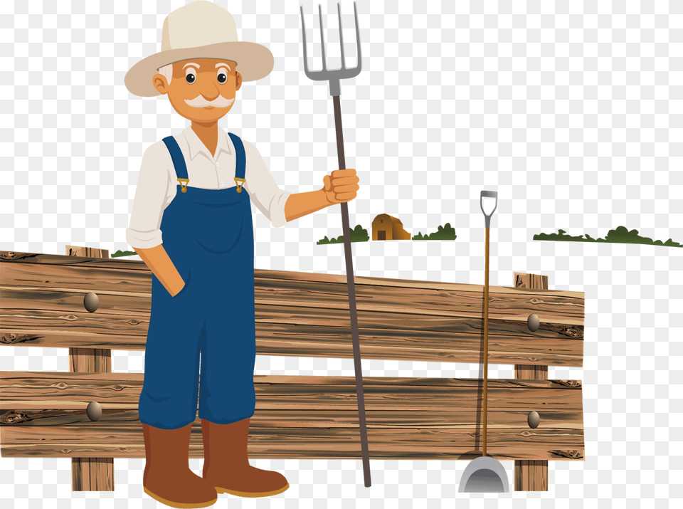 Cartoon Farmer Image Transparent Background Farmer Clipart, Wood, Person, Clothing, Pants Png