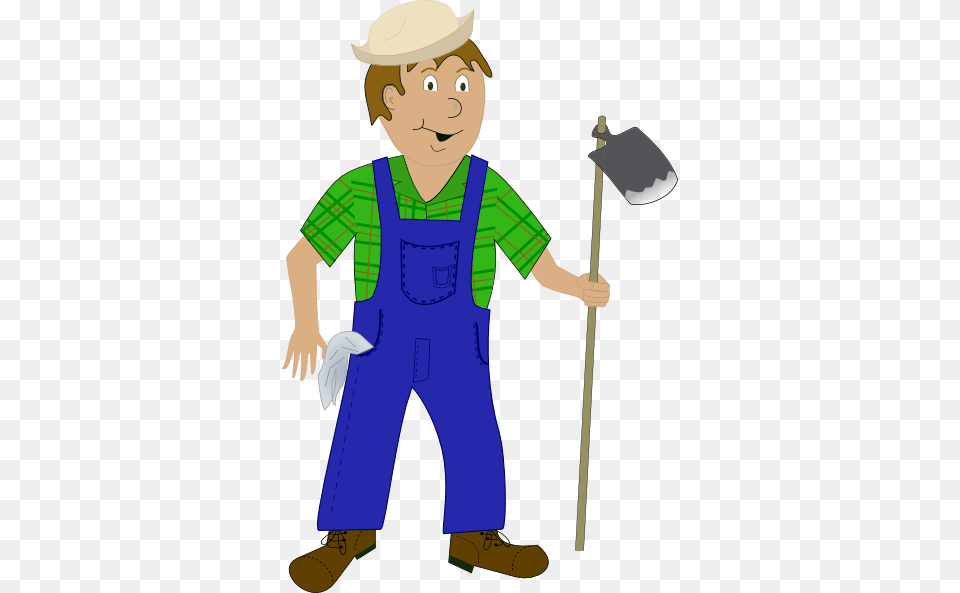 Cartoon Farmer With Hoe Clip Art, Boy, Child, Person, Male Free Transparent Png