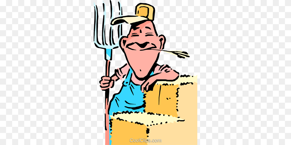 Cartoon Farmer With Pitch Fork Royalty Vector Clip Art, Cutlery, Baby, Person, Face Free Png Download
