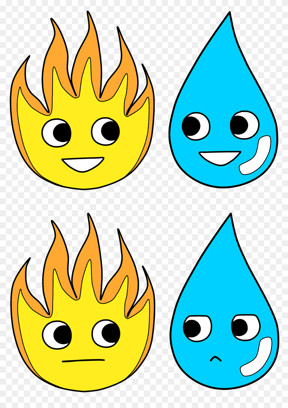 Cartoon Fire And Water Clipart, Sticker, Face, Head, Person Png