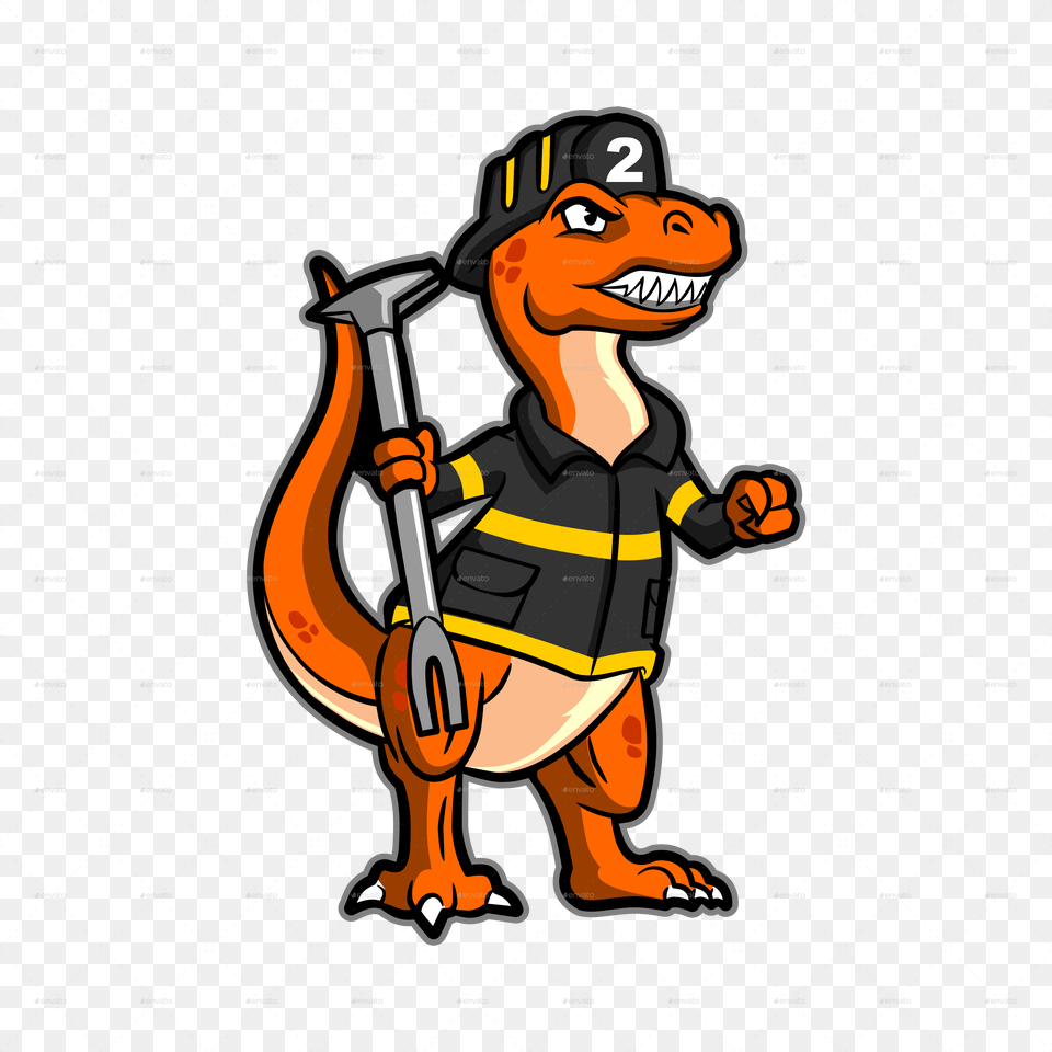 Cartoon Firefighter Dinosaur Cartoon, Person, Cleaning Free Png Download