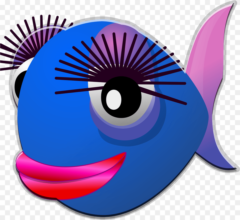 Cartoon Fish With Big Lips Cartoon With Big Eyelashes, Disk, Animal, Sea Life Png Image
