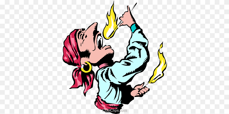 Cartoon Flame Swallower Royalty Vector Clip Art Circus Fire Eater Clipart, Person, Juggling, Face, Head Free Png Download