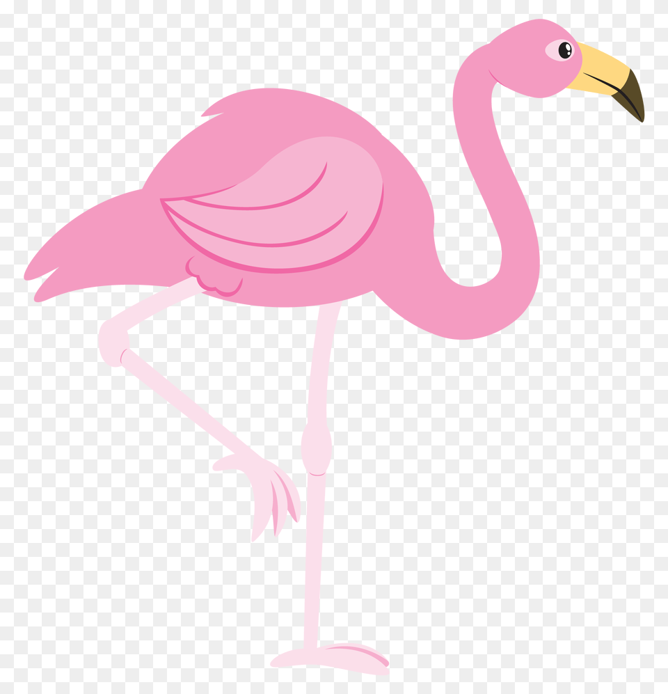 Cartoon Flamingo With Flower Gardening Flower And Vegetables, Animal, Bird Png