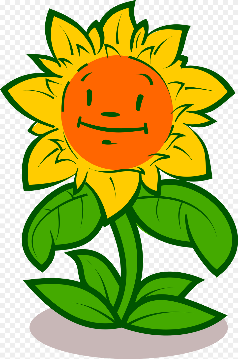 Cartoon Flower, Plant, Sunflower, Leaf, Face Free Png