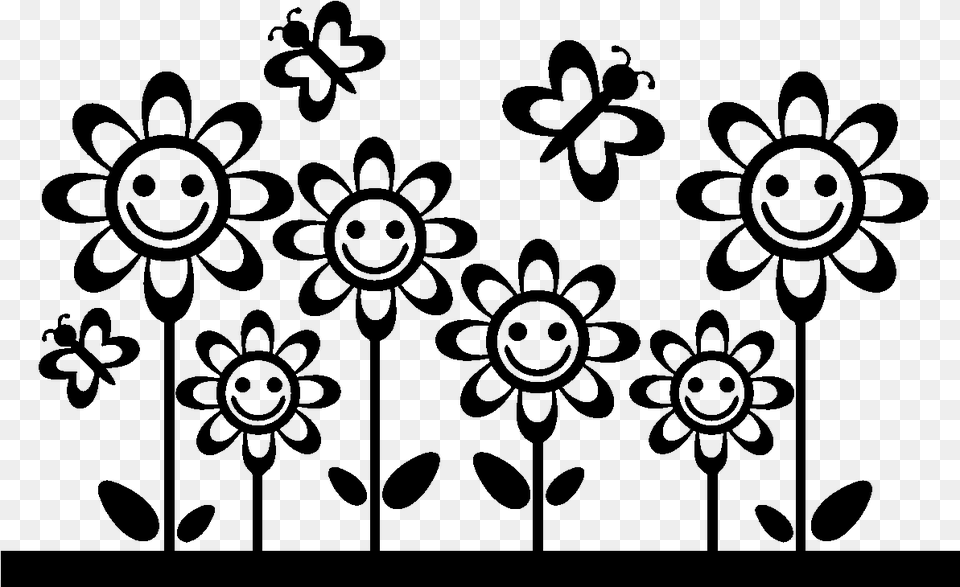 Cartoon Flowers Background, Gray Free Png Download