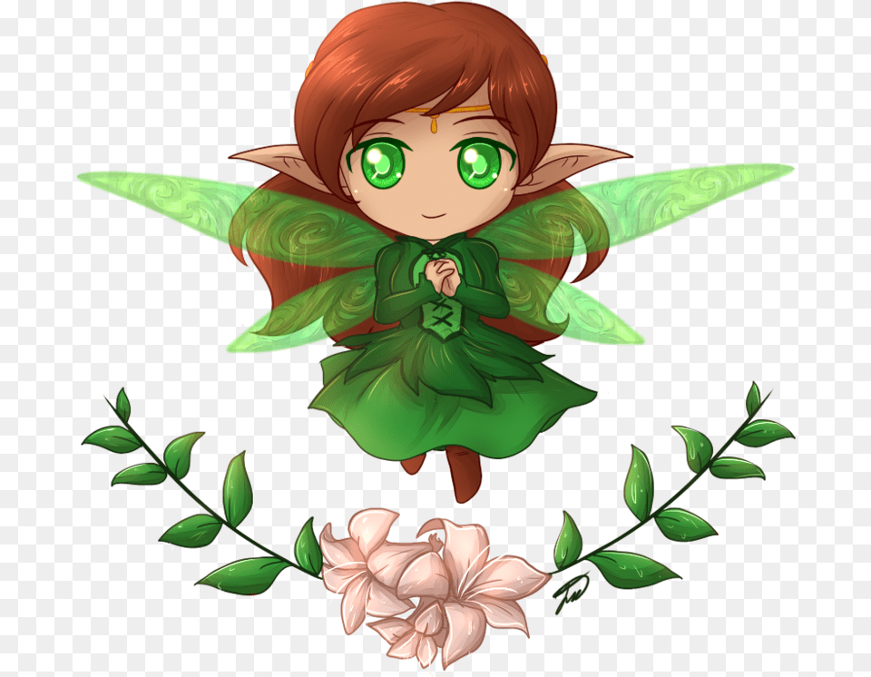 Cartoon Forest Fairy, Green, Elf, Art, Graphics Png