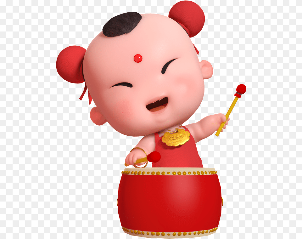 Cartoon Fowa Drums Decoration Material Chinese New Year, Doll, Toy, Face, Head Free Png Download