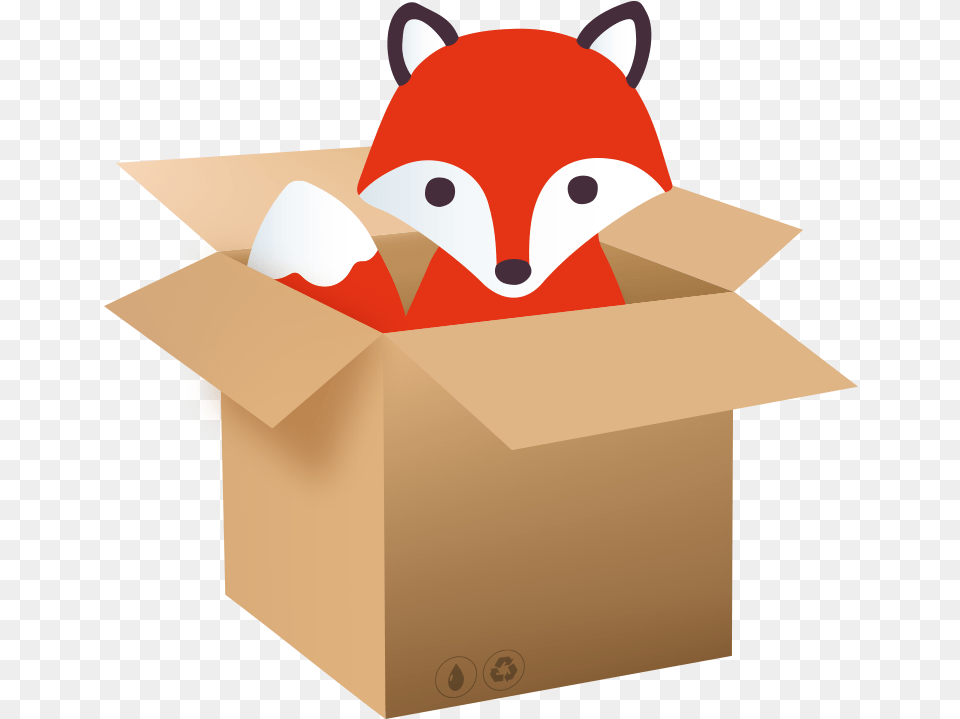 Cartoon Fox In A Box, Cardboard, Carton, Person, Package Delivery Free Transparent Png