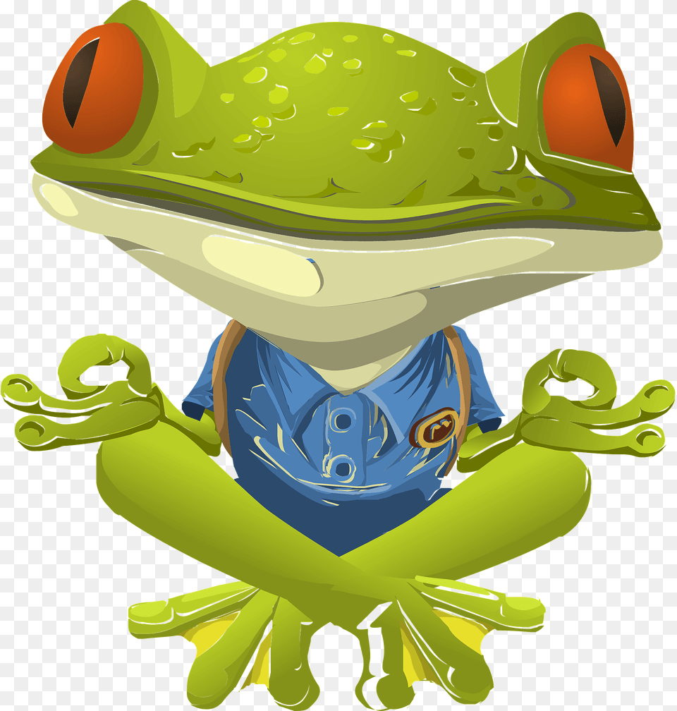 Cartoon Frog Doing Yoga Clipart, Amphibian, Animal, Wildlife, Tree Frog Free Png Download