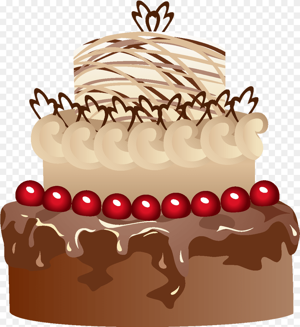 Cartoon Fruit Chocolate Cake Element Chocolate Cake, Dessert, Food, Birthday Cake, Cream Png Image