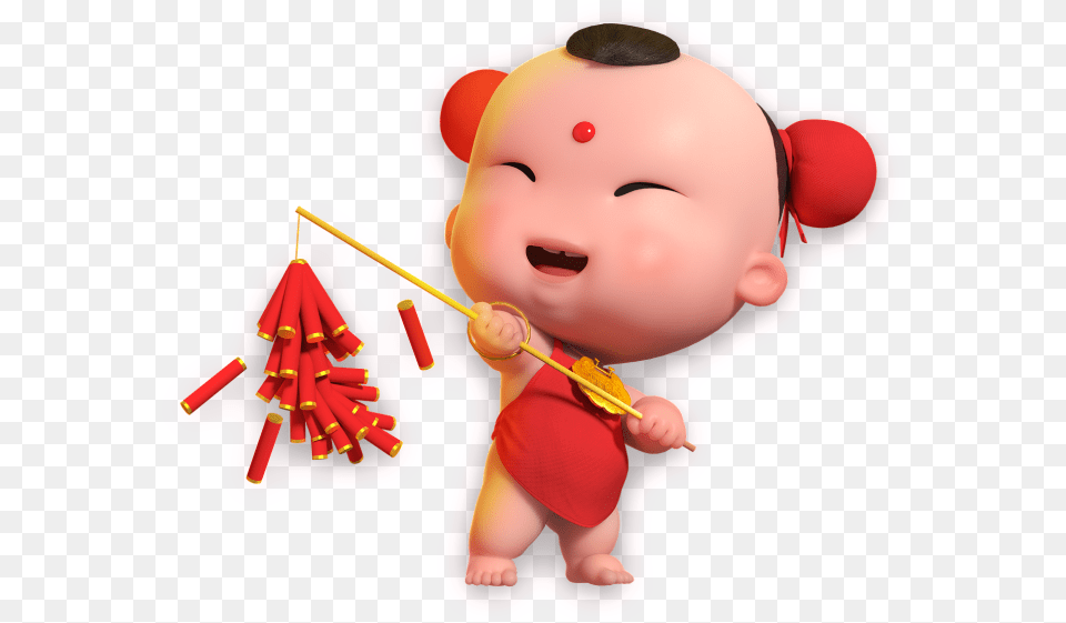 Cartoon Fuwa Put Firecracker Ornamental, Baby, Person, Cupid Free Png