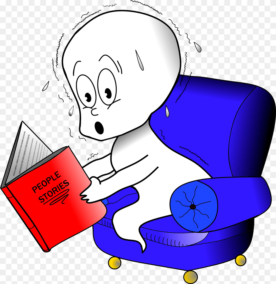 Cartoon Ghost Reading Clipart, Book, Person, Publication, Face Png Image