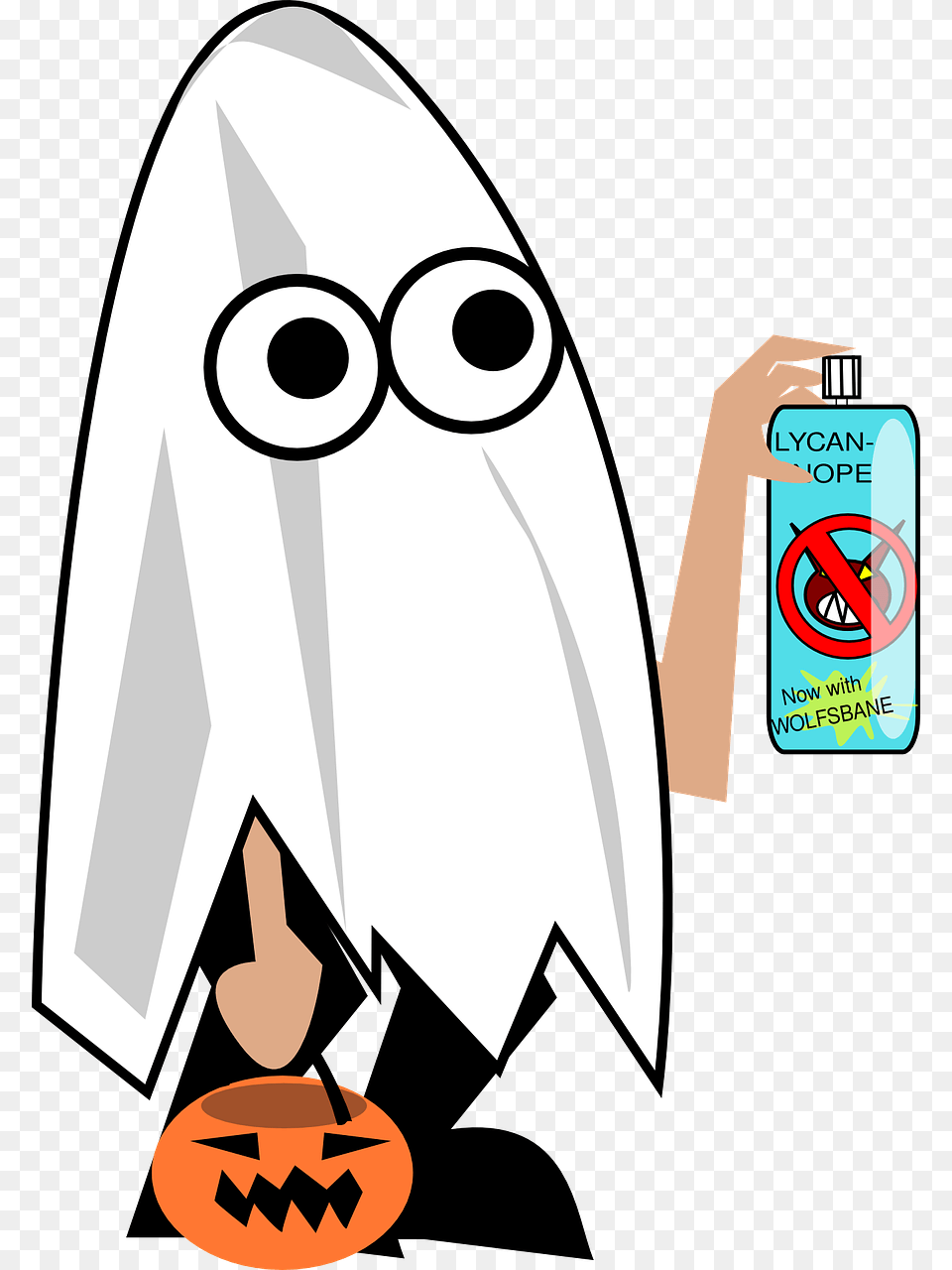 Cartoon Ghost Trick Or Treater, Bottle, Animal, Fish, Sea Life Free Png