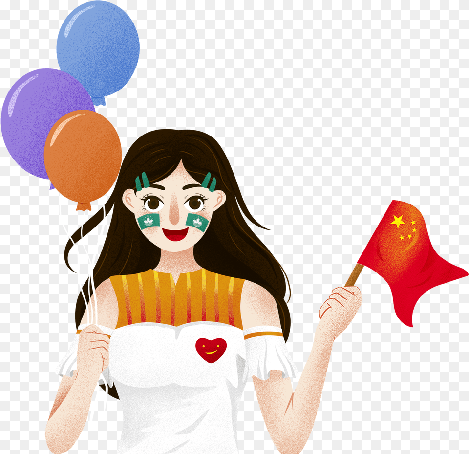 Cartoon Girl Fresh Celebration And Psd, Adult, Balloon, Female, Person Free Png