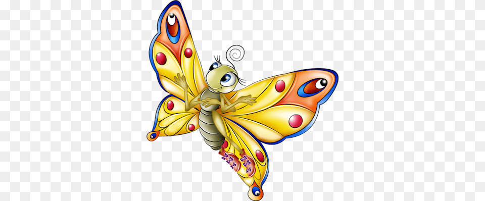 Cartoon Girl On Stomach Butterfly Cartoon, Animal, Bee, Insect, Invertebrate Free Png Download