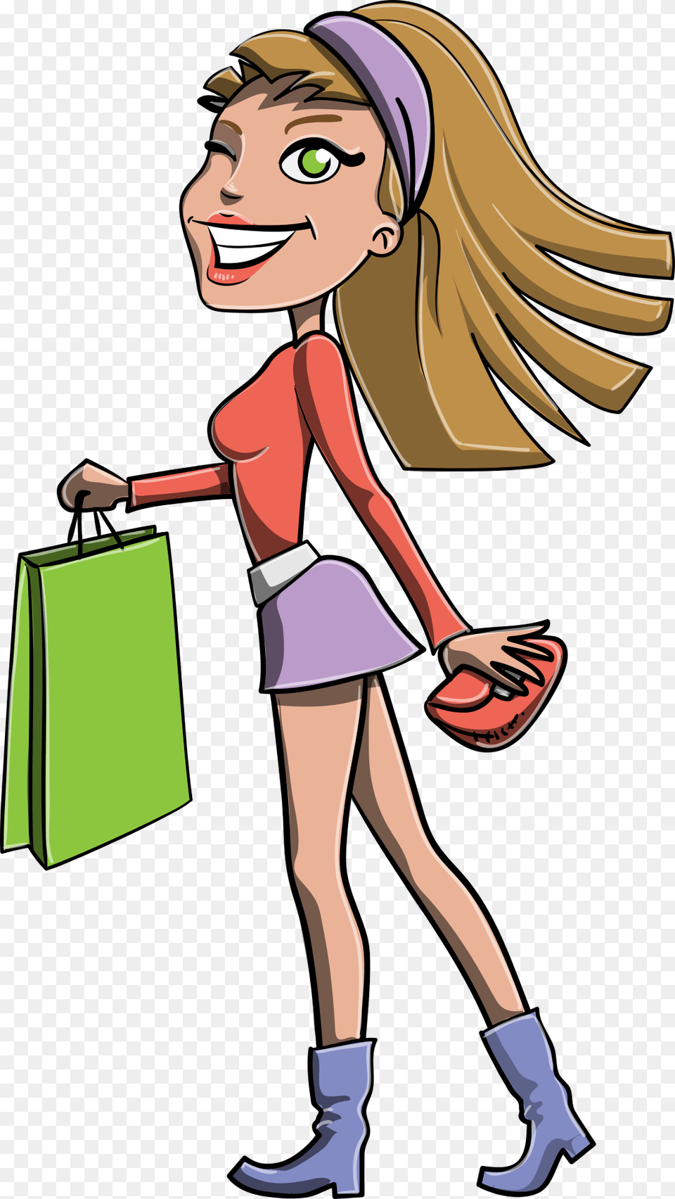 Cartoon Girl Shopping, Publication, Book, Comics, Woman Free Png