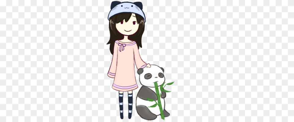 Cartoon Girl With A Cute Panda Tattoo Design Girl With Cute Panda, Book, Publication, Comics, Female Png Image
