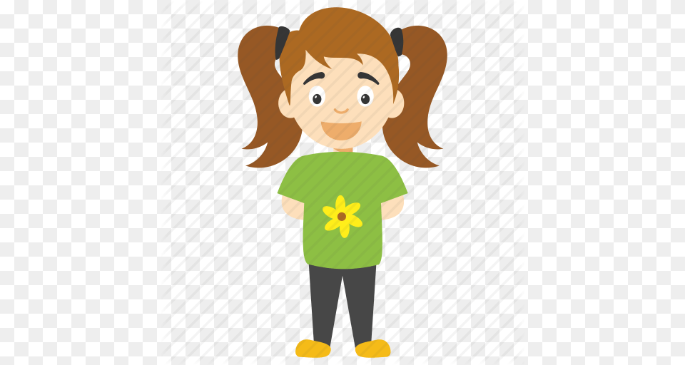 Cartoon Girl With Ponytail Cute Cartoon Girl Cute Little Girl, Clothing, Photography, T-shirt, Face Free Png Download