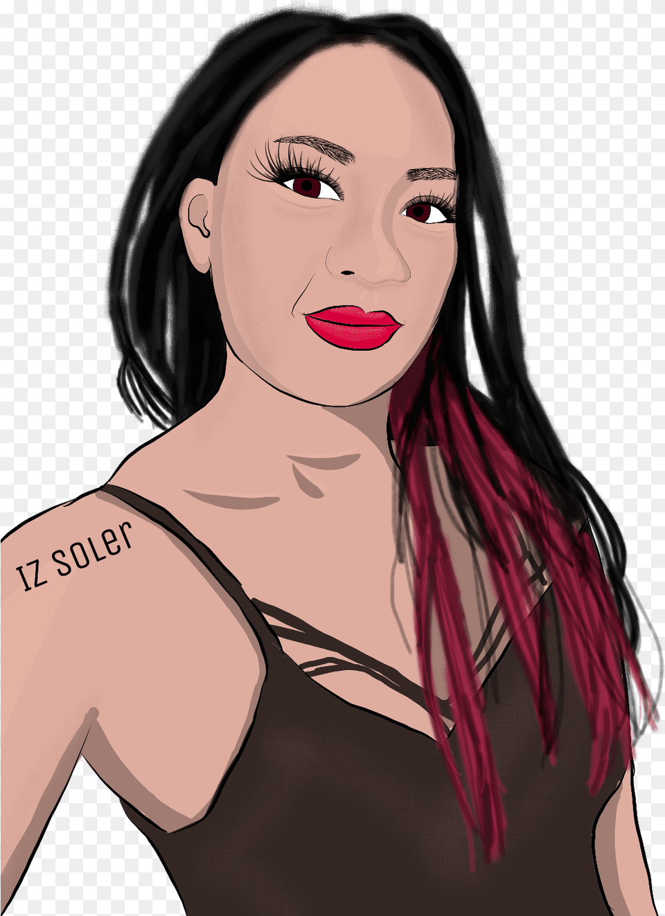 Cartoon Girl Woman Blackhair Blackpower Red Beautiful Illustration, Adult, Portrait, Photography, Person Free Png