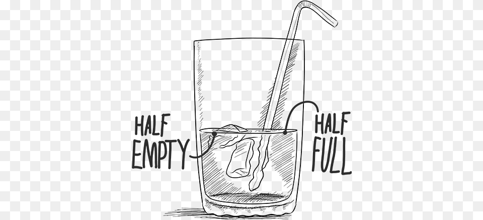 Cartoon Glass Half Full Versus Half Empty Line Art, Text Free Png