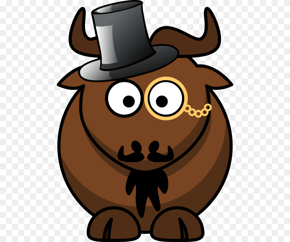 Cartoon Gnu Top Hat Mustache, Clothing Png