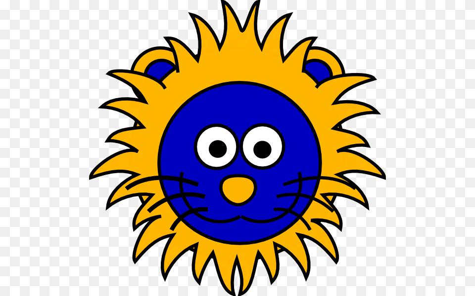 Cartoon Gold Blue Lion Clip Art For Web, Sunflower, Plant, Flower, Face Png