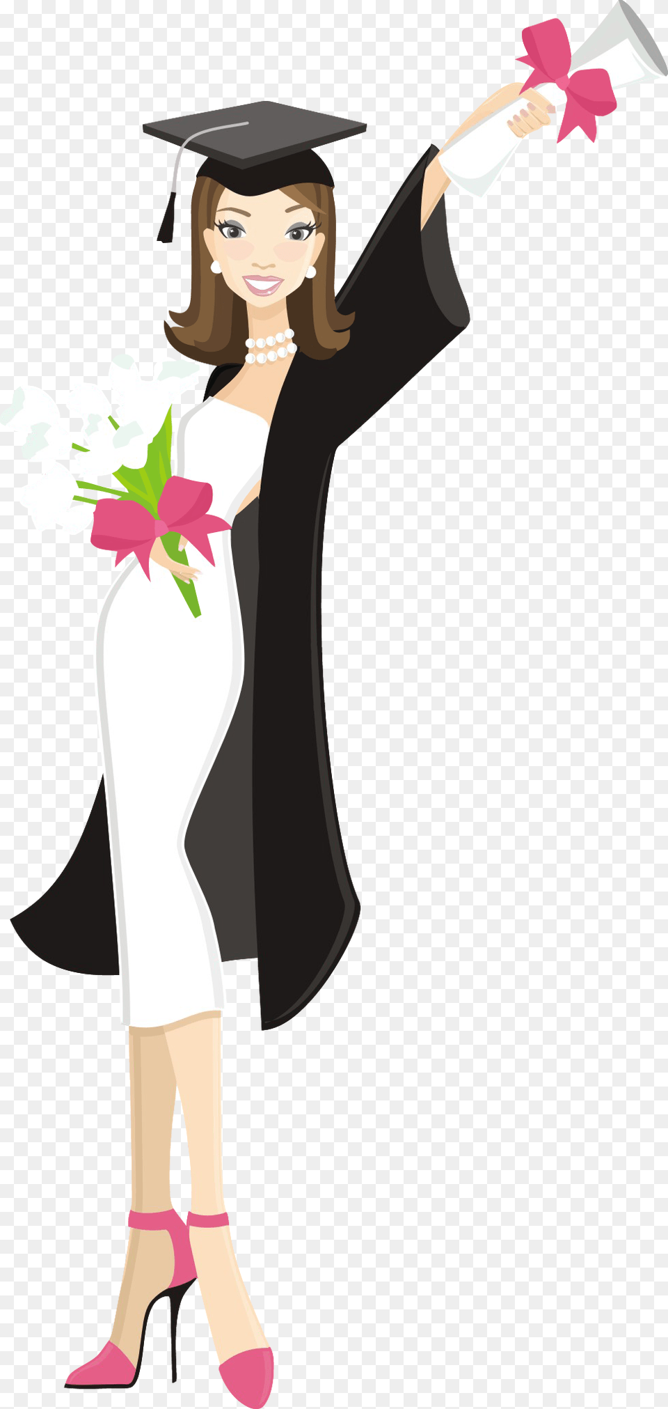 Cartoon Graduate Woman, Person, Graduation, People, Female Free Transparent Png