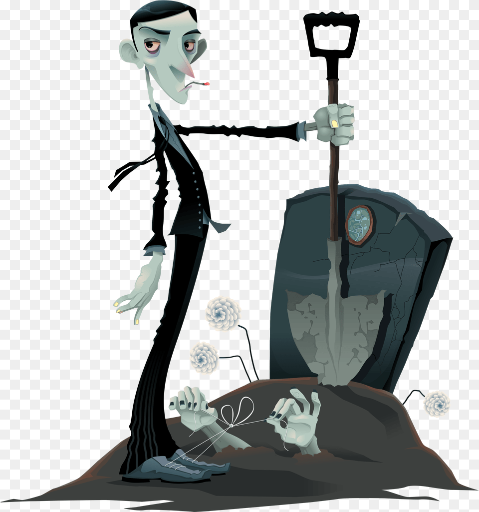 Cartoon Gravestone Halloween Zombie Clipart, Adult, Person, Woman, Female Free Transparent Png