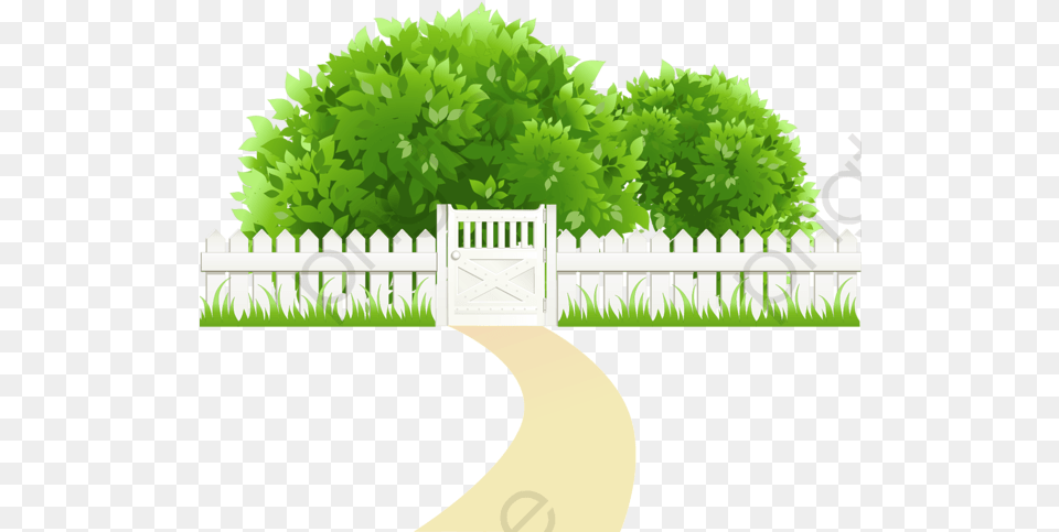 Cartoon Green Backyard Clipart Cartoon Garden Transparent Background, Fence, Grass, Plant, Picket Png