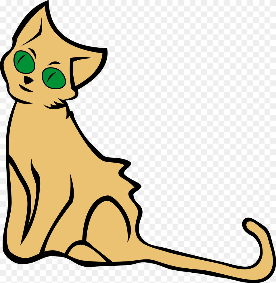 Cartoon Green Eyed Cat Clipart, Animal, Mammal, Pet, Person Png Image