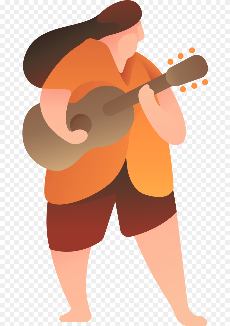 Cartoon Guitar Clip Art Library Illustration People Flat Design, Clothing, Person, Shorts, Musical Instrument Free Png Download