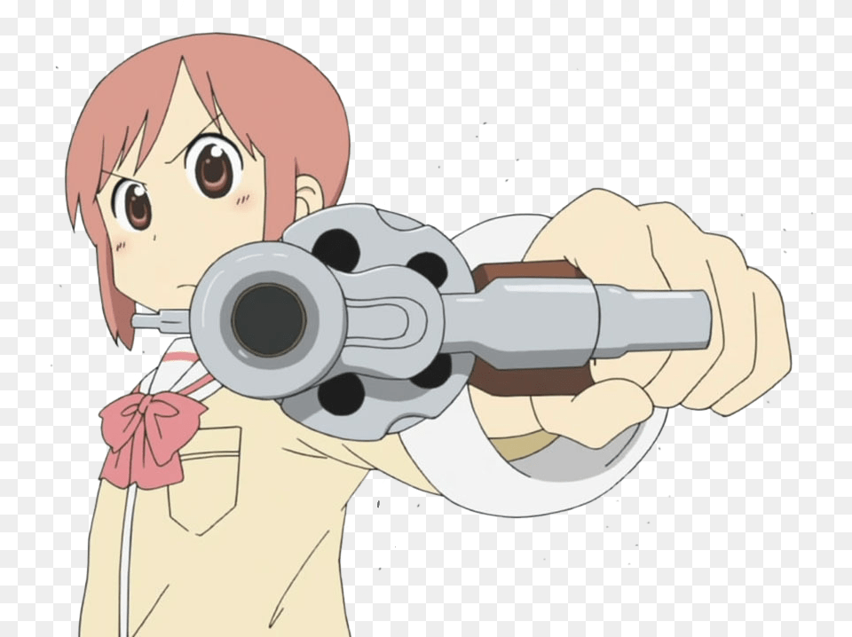 Cartoon Gun Nichijou Anime Girl With Anime Girl With Gun Meme, Book, Comics, Publication, Weapon Free Transparent Png