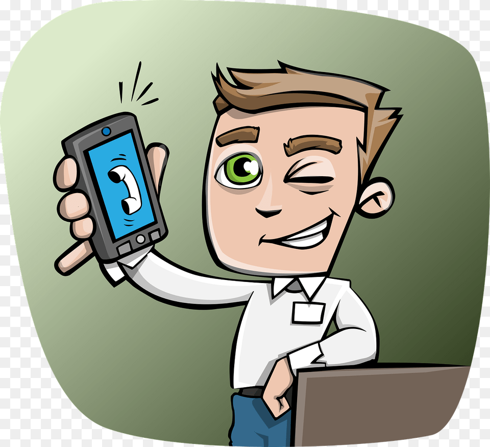 Cartoon Guy On The Phone, Photography, Electronics, Mobile Phone, Head Free Png Download