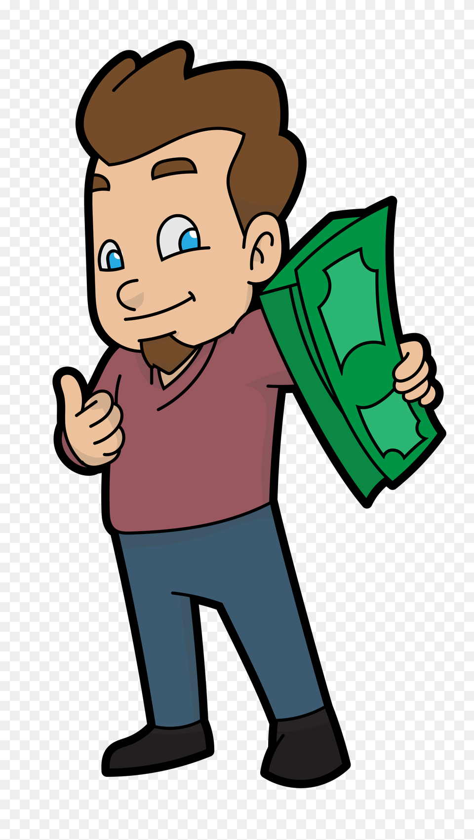 Cartoon Guy Sharing His Money, Person, Face, Head Free Png