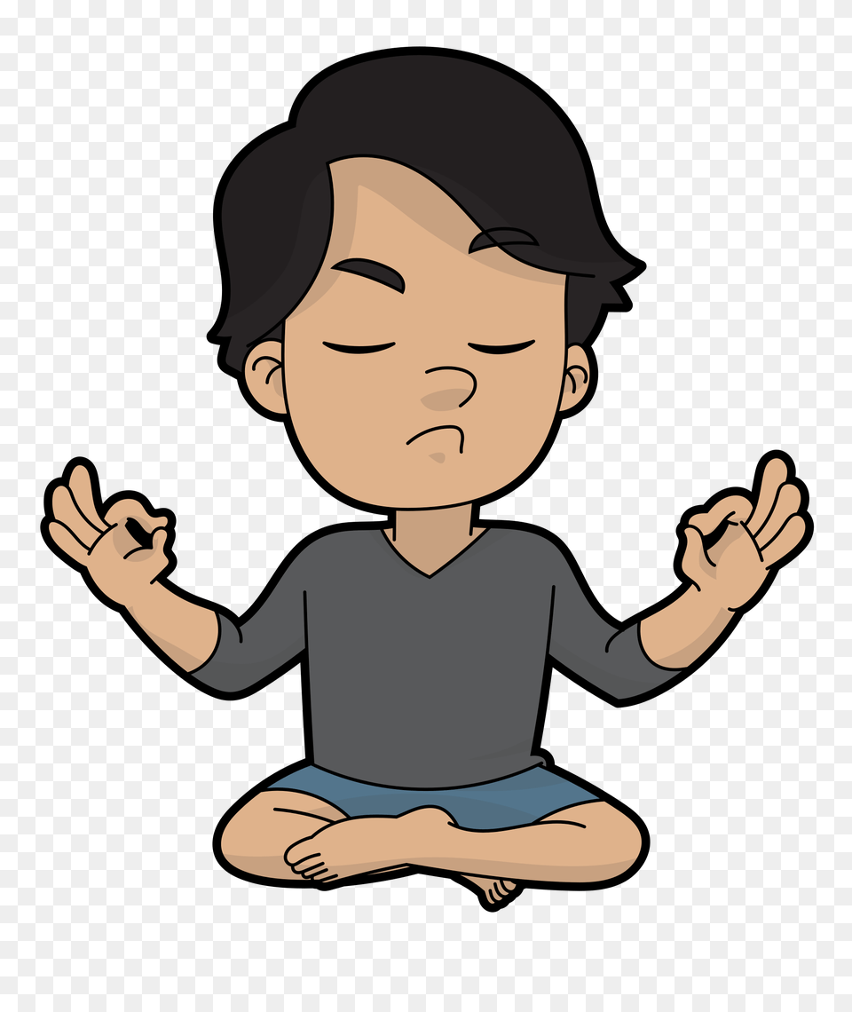 Cartoon Guy Trying To Meditate, Baby, Person, Face, Head Free Png Download