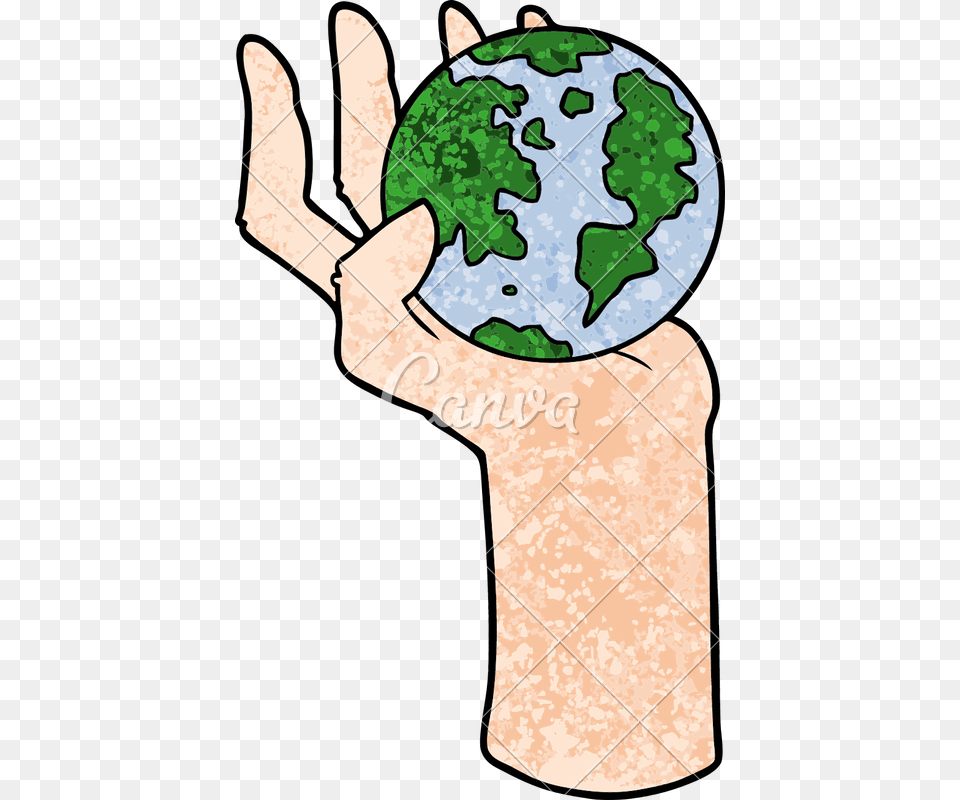 Cartoon Hand Holding Whole Earth, Astronomy, Outer Space, Planet, Globe Free Transparent Png