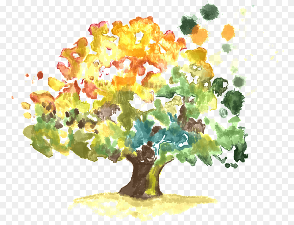 Cartoon Hand Painted Hd Beautiful Creative Tree Beautiful Cartoon Tree, Plant, Art, Graphics, Painting Png Image