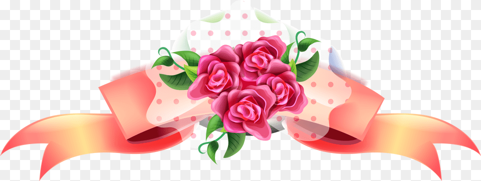 Cartoon Hand Painted Rose Bow, Art, Flower, Flower Arrangement, Flower Bouquet Free Png