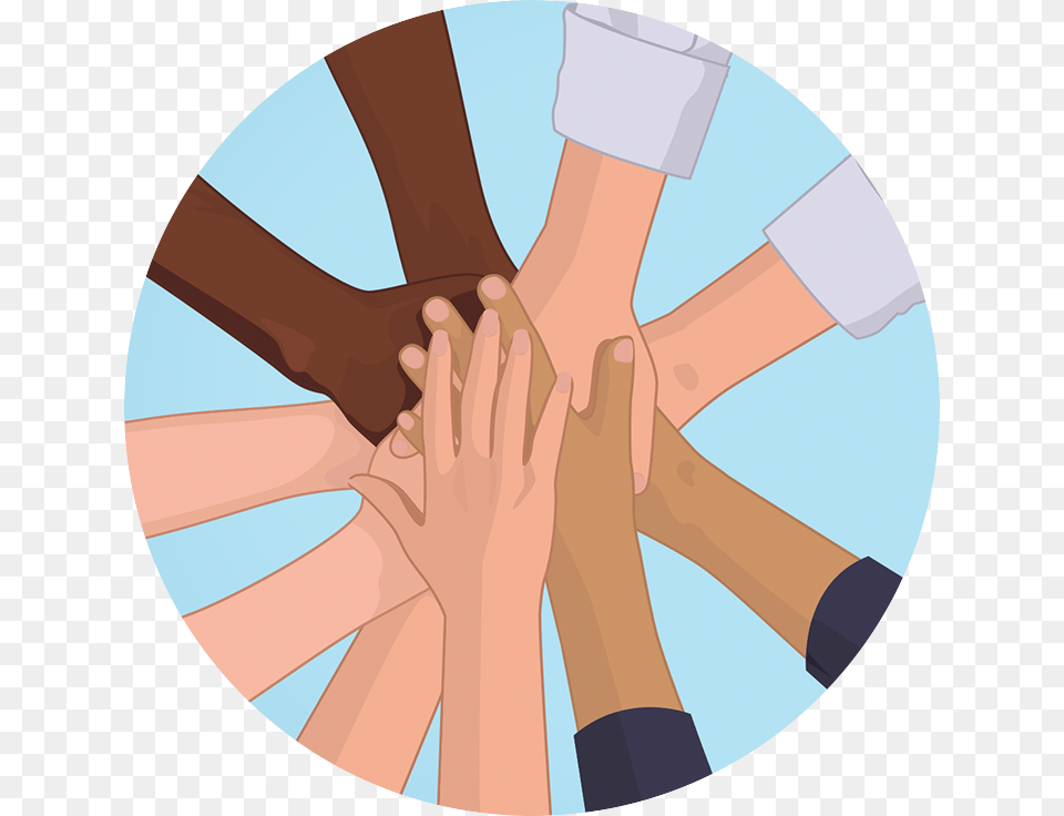 Cartoon Hands And Forearms Of All Races Putting Their Cartoon Hands In A Circle, Body Part, Hand, Massage, Person Free Png Download