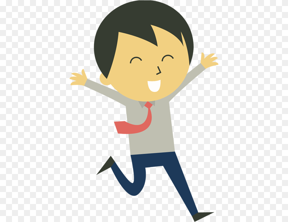 Cartoon Happy Businessman Running With Hands Raised Happy Person Cartoon, Baby, Face, Head Free Transparent Png