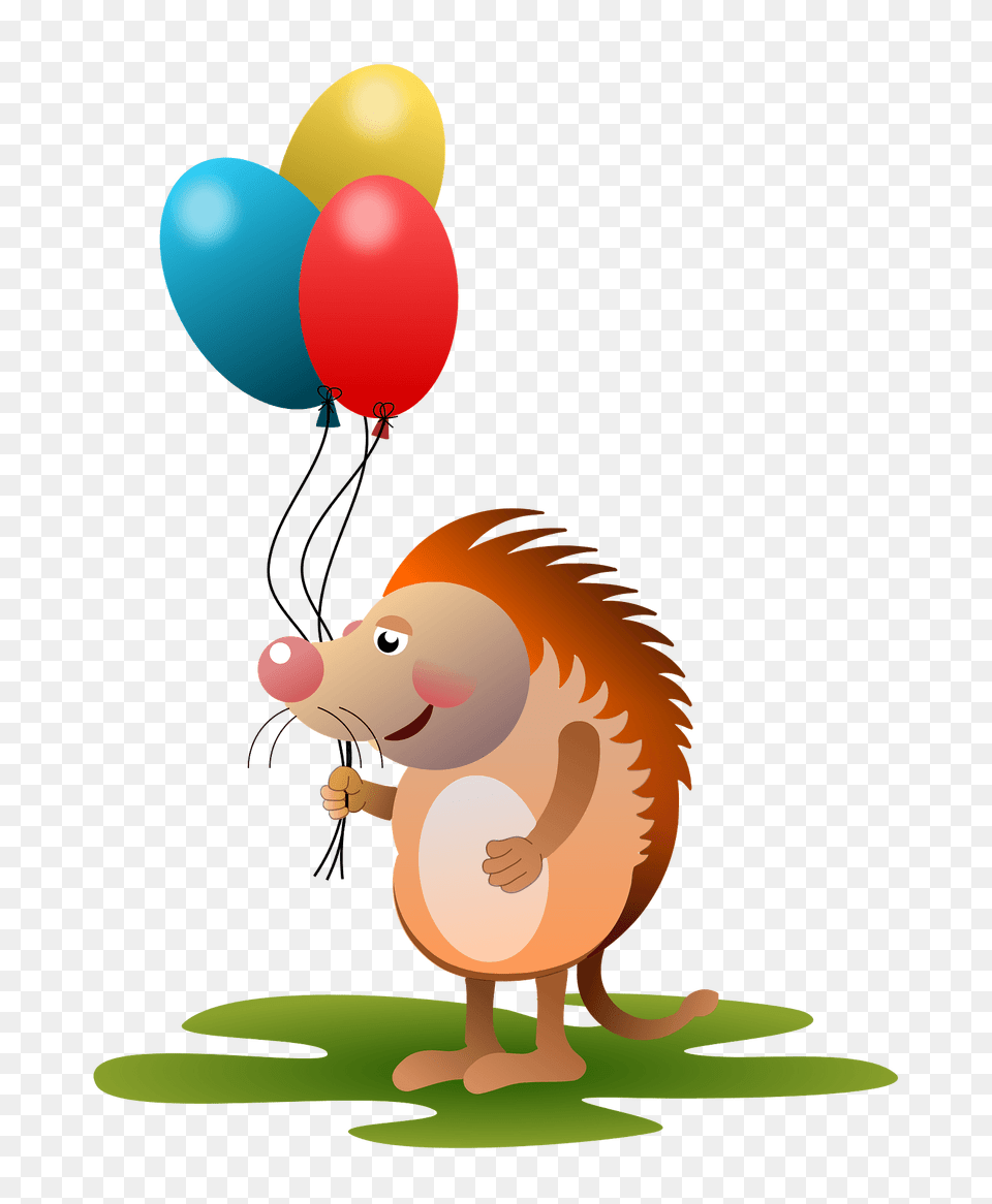 Cartoon Hedgehog With Balloons Clipart, Balloon, Animal, Mammal, Rodent Free Png