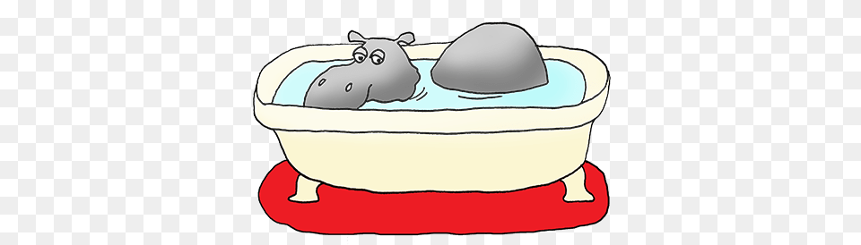 Cartoon Hippo Clipart, Bathing, Bathtub, Person, Tub Free Png Download